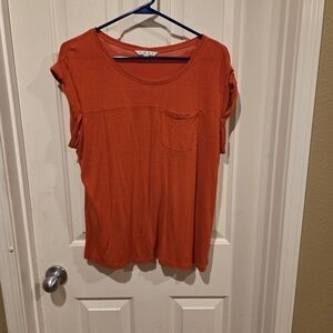 CAbi Women's Burnt Orange Short Sleeve Top L